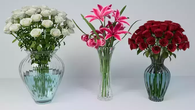 Set of flower bouquets