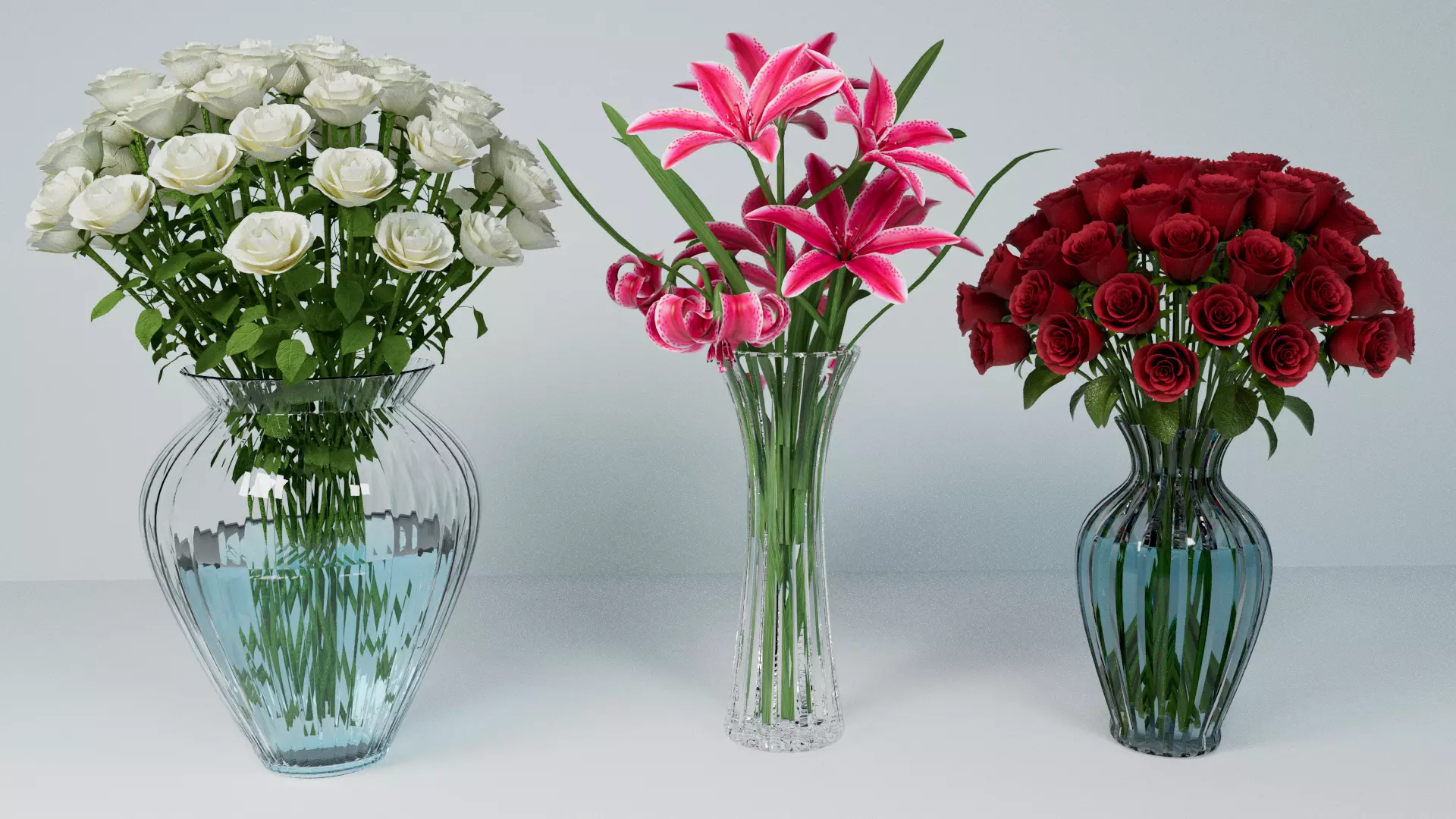 Set of flower bouquets 3D model_0