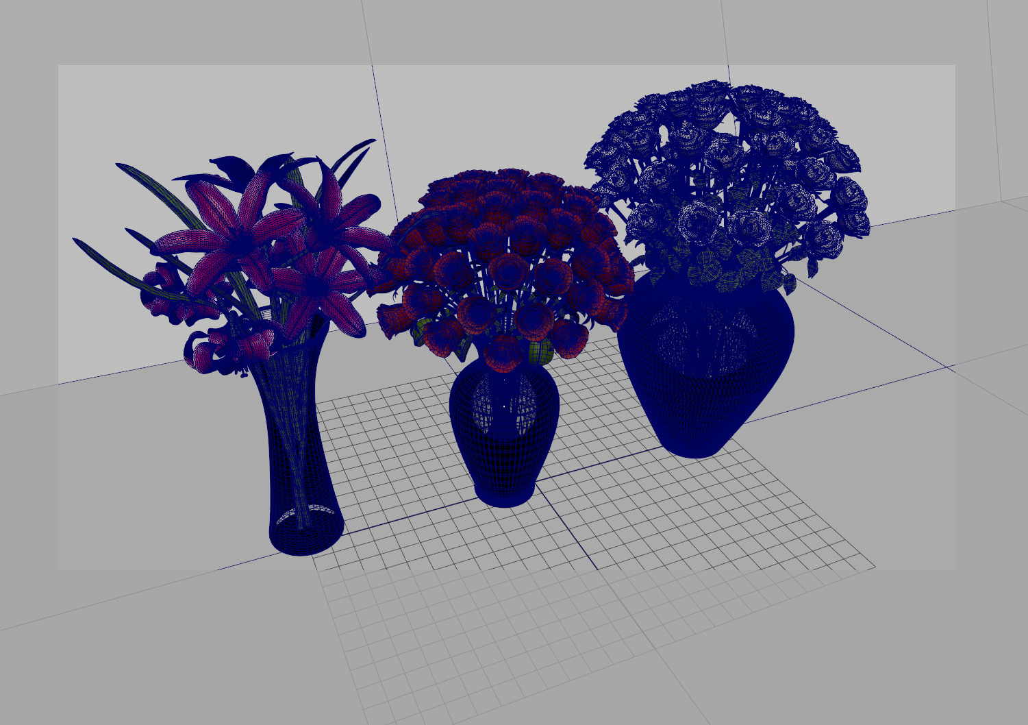 Set of flower bouquets 3D model_10