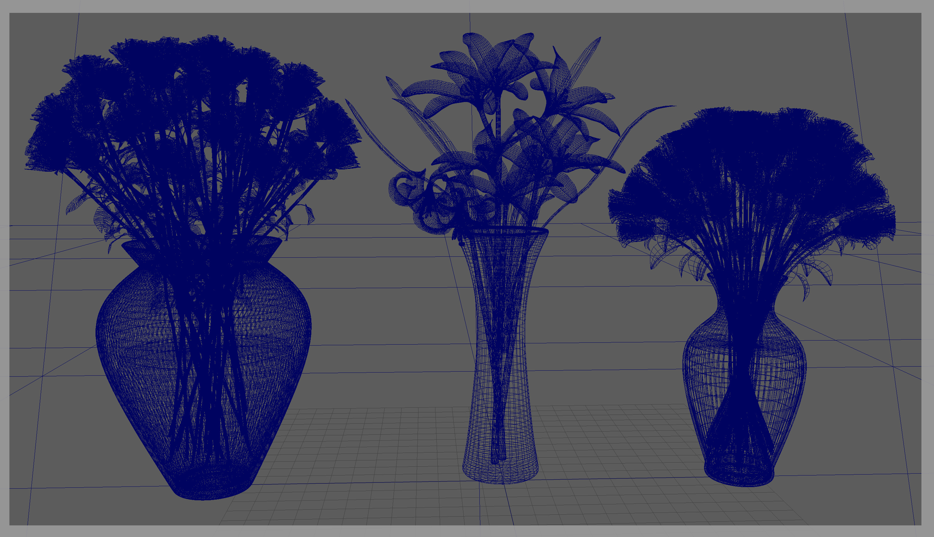 Set of flower bouquets 3D model_11
