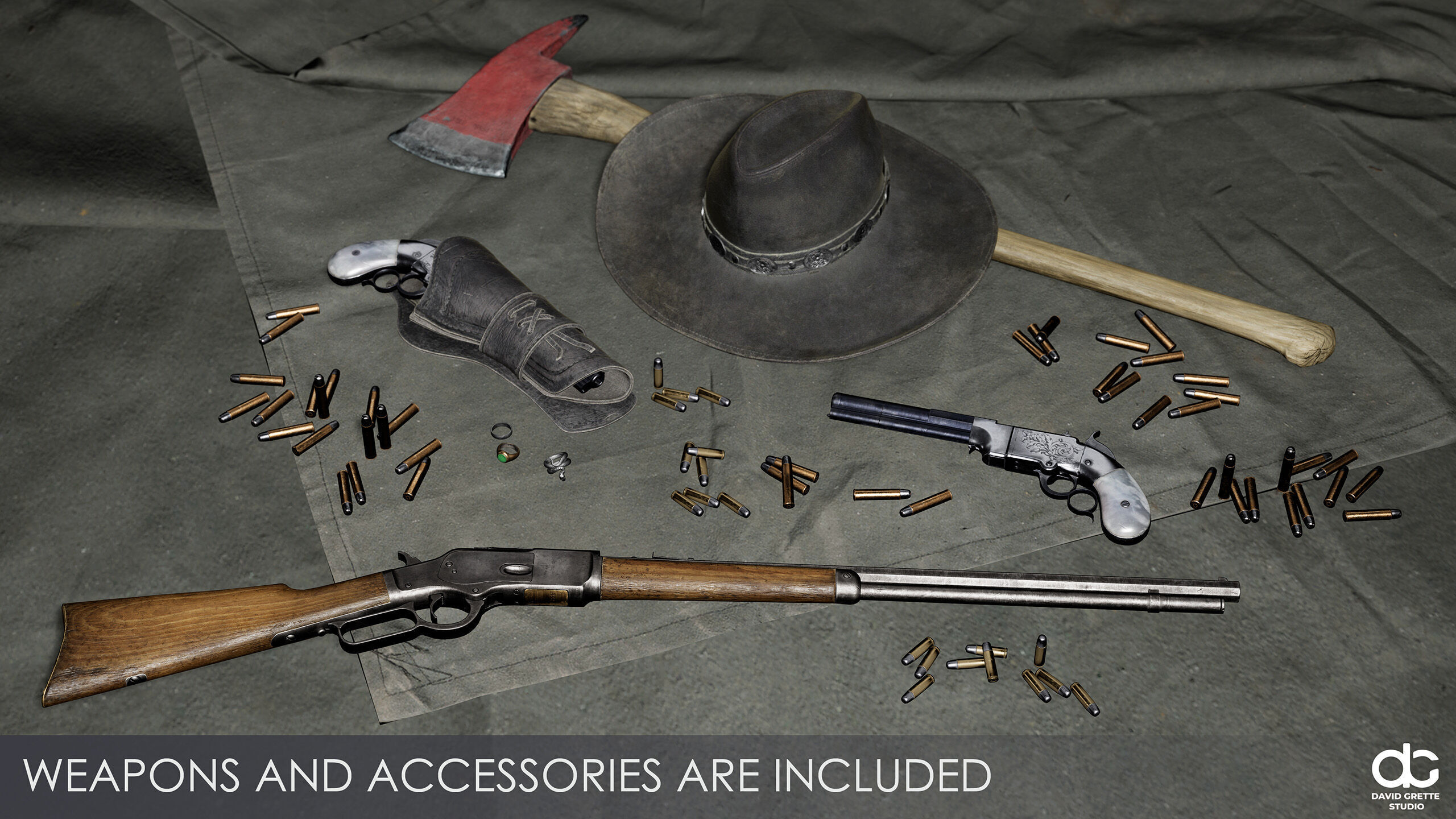 Western Character Bella - Survival Shooter Cowboy Cowgirl Woman Low-poly 3D model_9