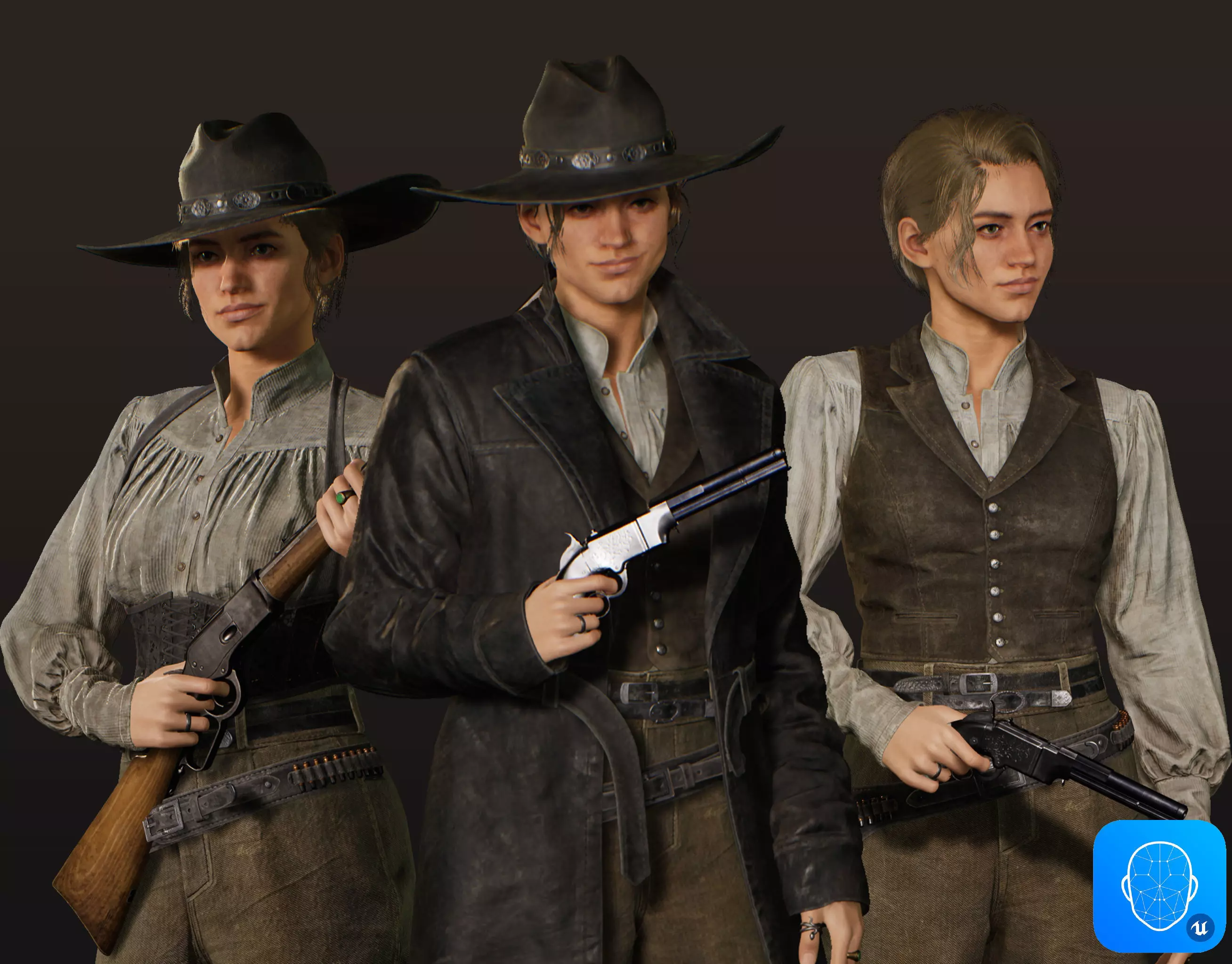 Western Character Bella - Survival Shooter Cowboy Cowgirl Woman Low-poly 3D model_0