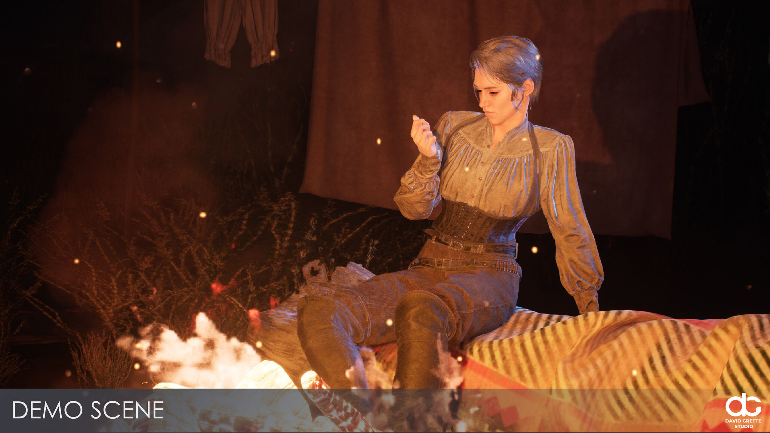 Western Character Bella - Survival Shooter Cowboy Cowgirl Woman Low-poly 3D model_17