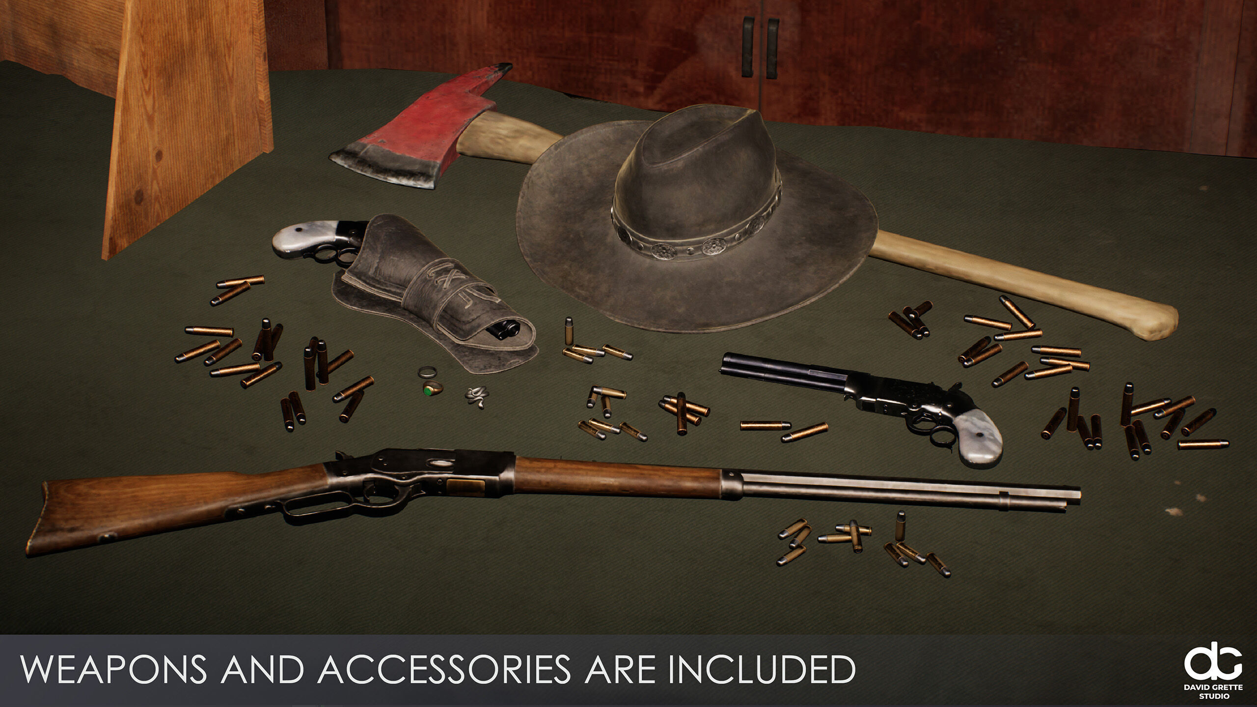 Western Character Bella - Survival Shooter Cowboy Cowgirl Woman Low-poly 3D model_24