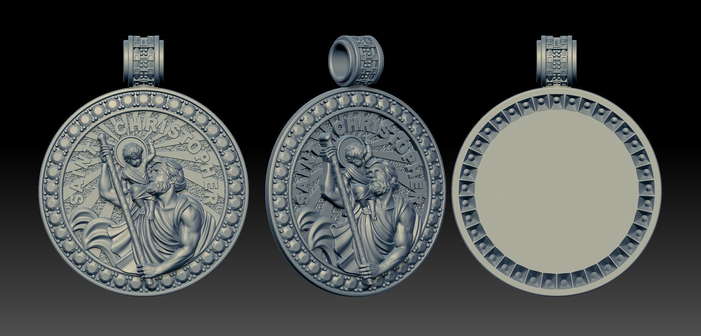 CHRISTOFPHER pendant  STL OBJ model for 3D printing and CNC 3D print model_13