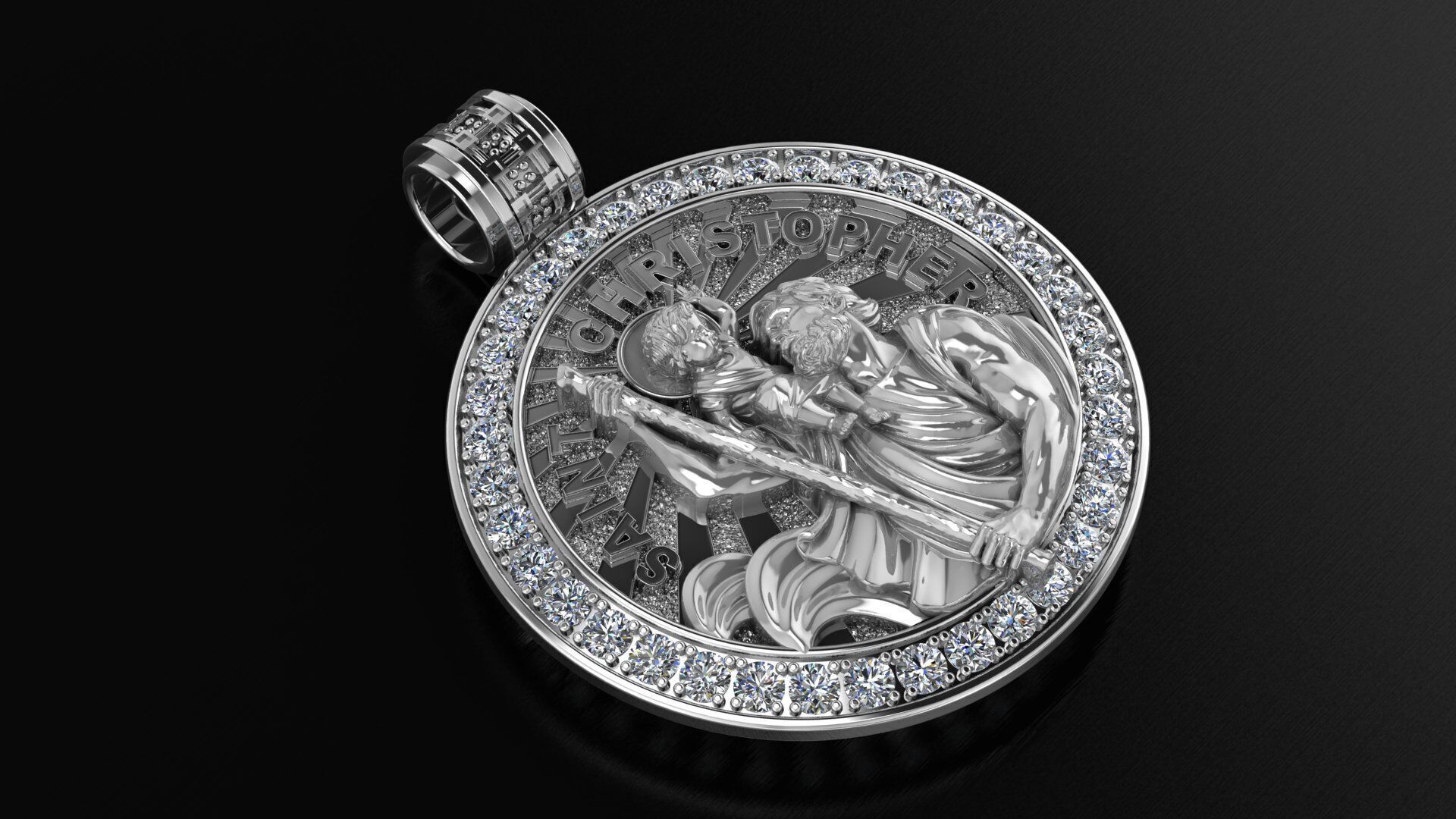 CHRISTOFPHER pendant  STL OBJ model for 3D printing and CNC 3D print model_7