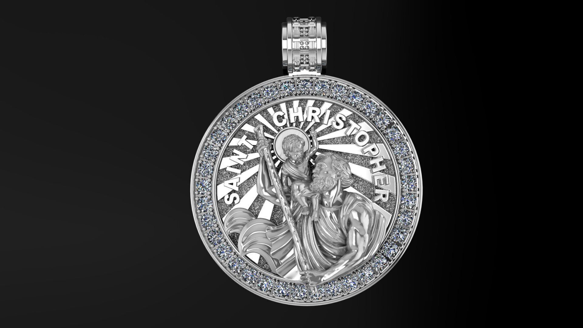 CHRISTOFPHER pendant  STL OBJ model for 3D printing and CNC 3D print model_6