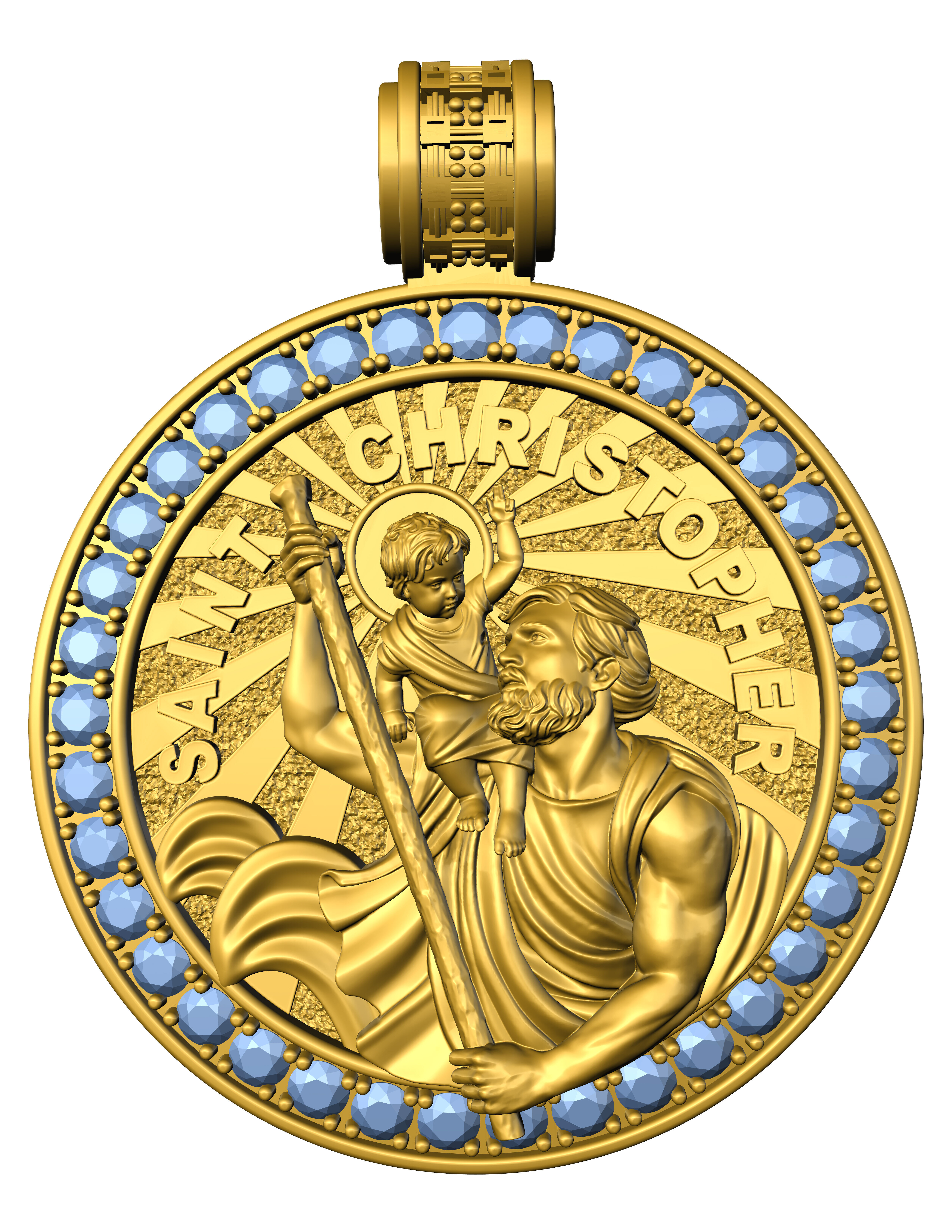 CHRISTOFPHER pendant  STL OBJ model for 3D printing and CNC 3D print model_9