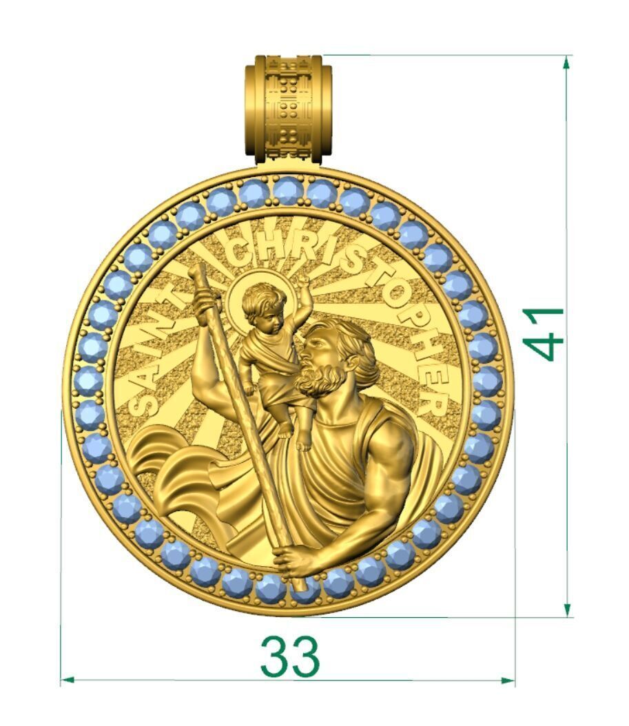 CHRISTOFPHER pendant  STL OBJ model for 3D printing and CNC 3D print model_10
