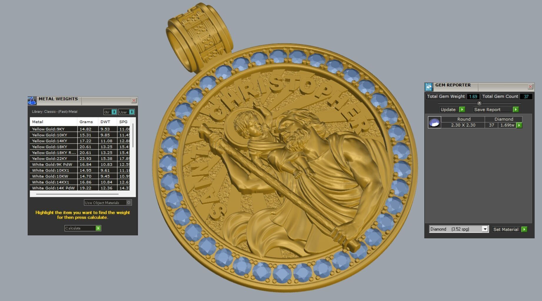 CHRISTOFPHER pendant  STL OBJ model for 3D printing and CNC 3D print model_12