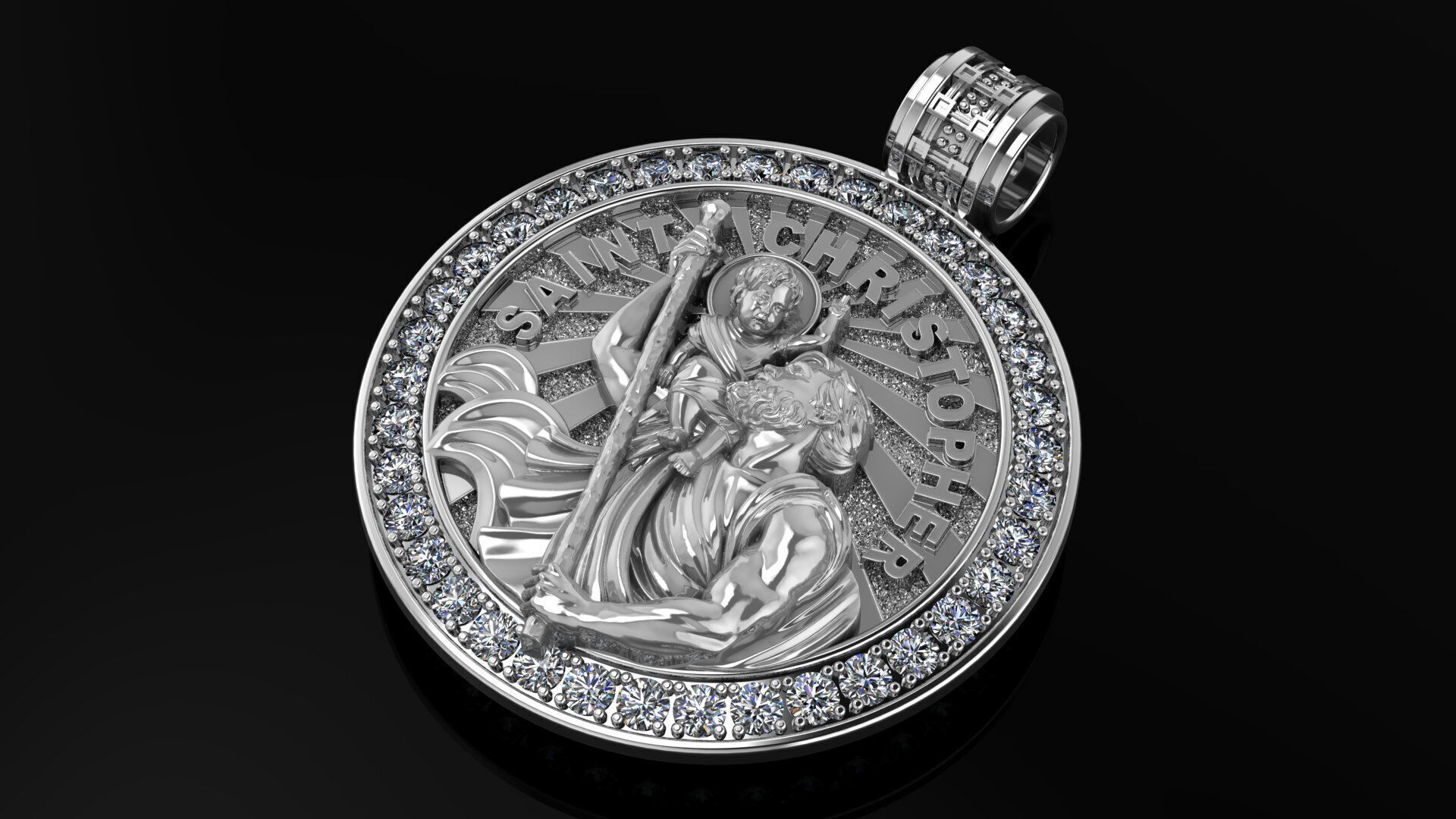 CHRISTOFPHER pendant  STL OBJ model for 3D printing and CNC 3D print model_8