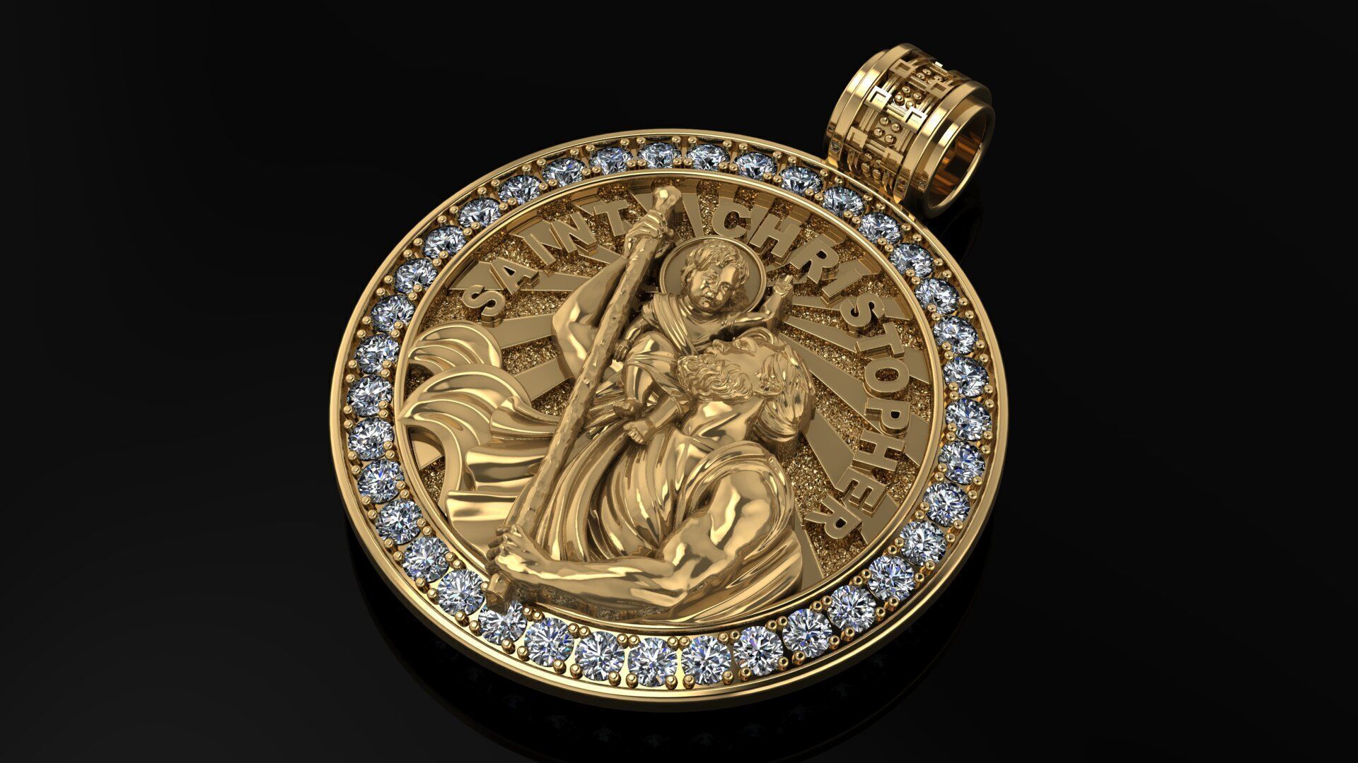 CHRISTOFPHER pendant  STL OBJ model for 3D printing and CNC 3D print model_2