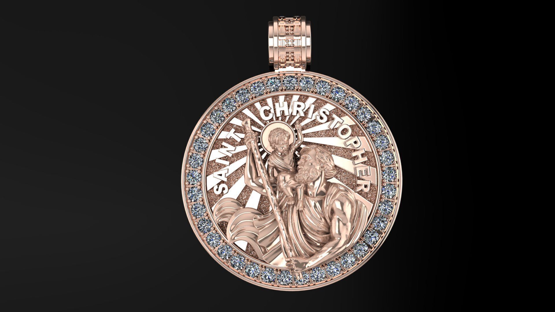 CHRISTOFPHER pendant  STL OBJ model for 3D printing and CNC 3D print model_3