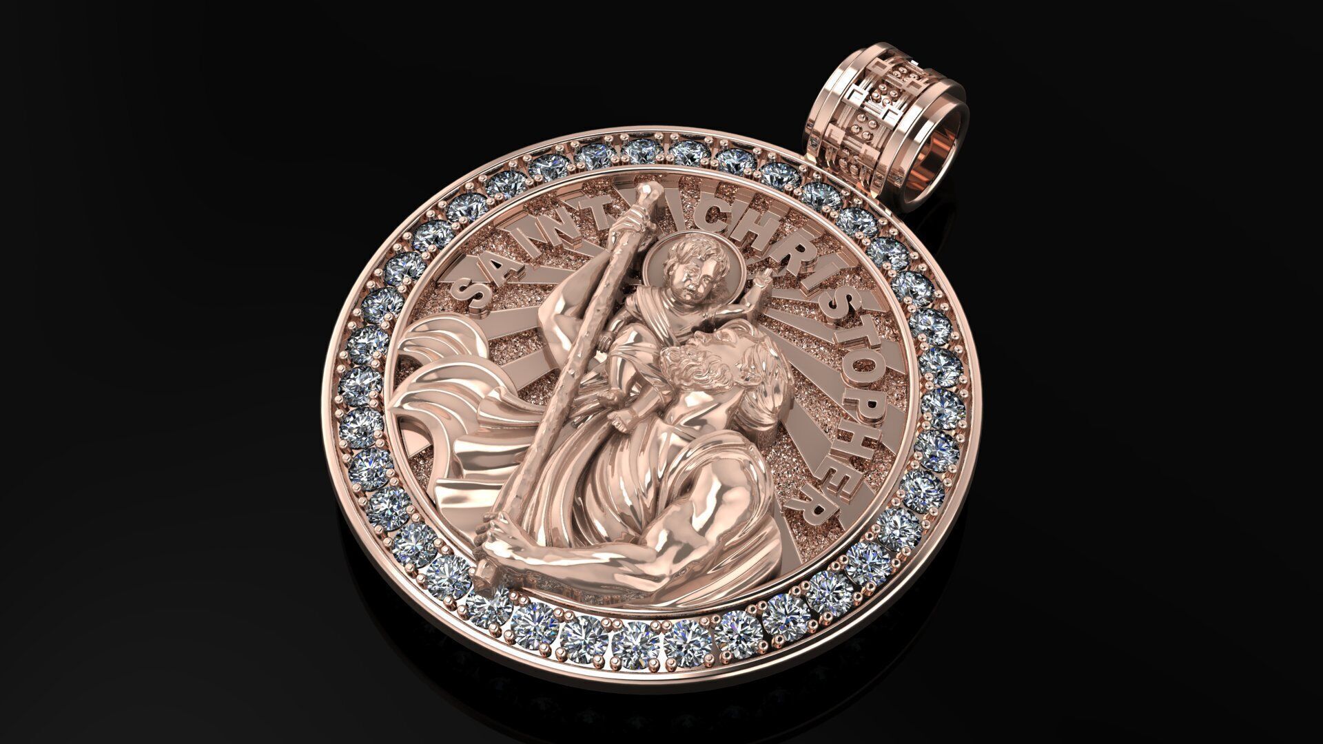 CHRISTOFPHER pendant  STL OBJ model for 3D printing and CNC 3D print model_5