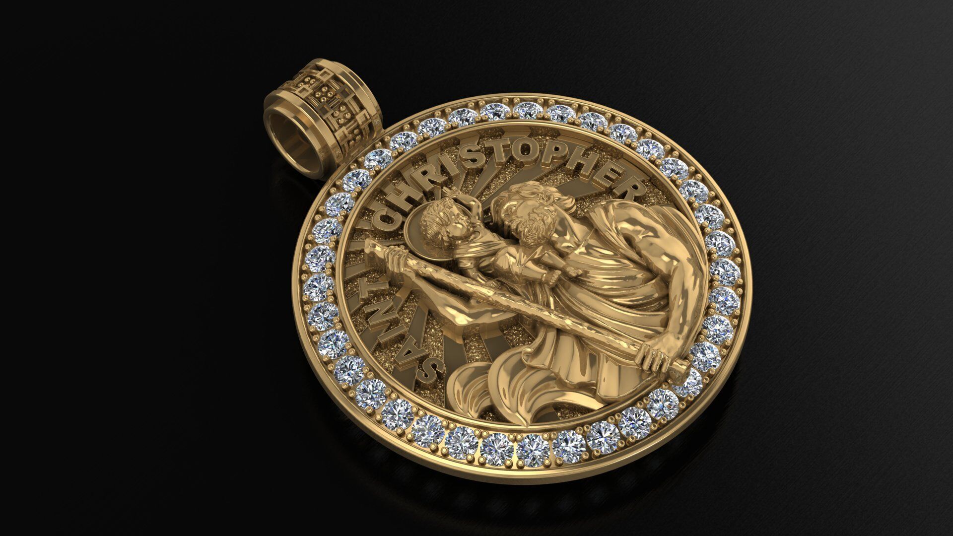 CHRISTOFPHER pendant  STL OBJ model for 3D printing and CNC 3D print model_1