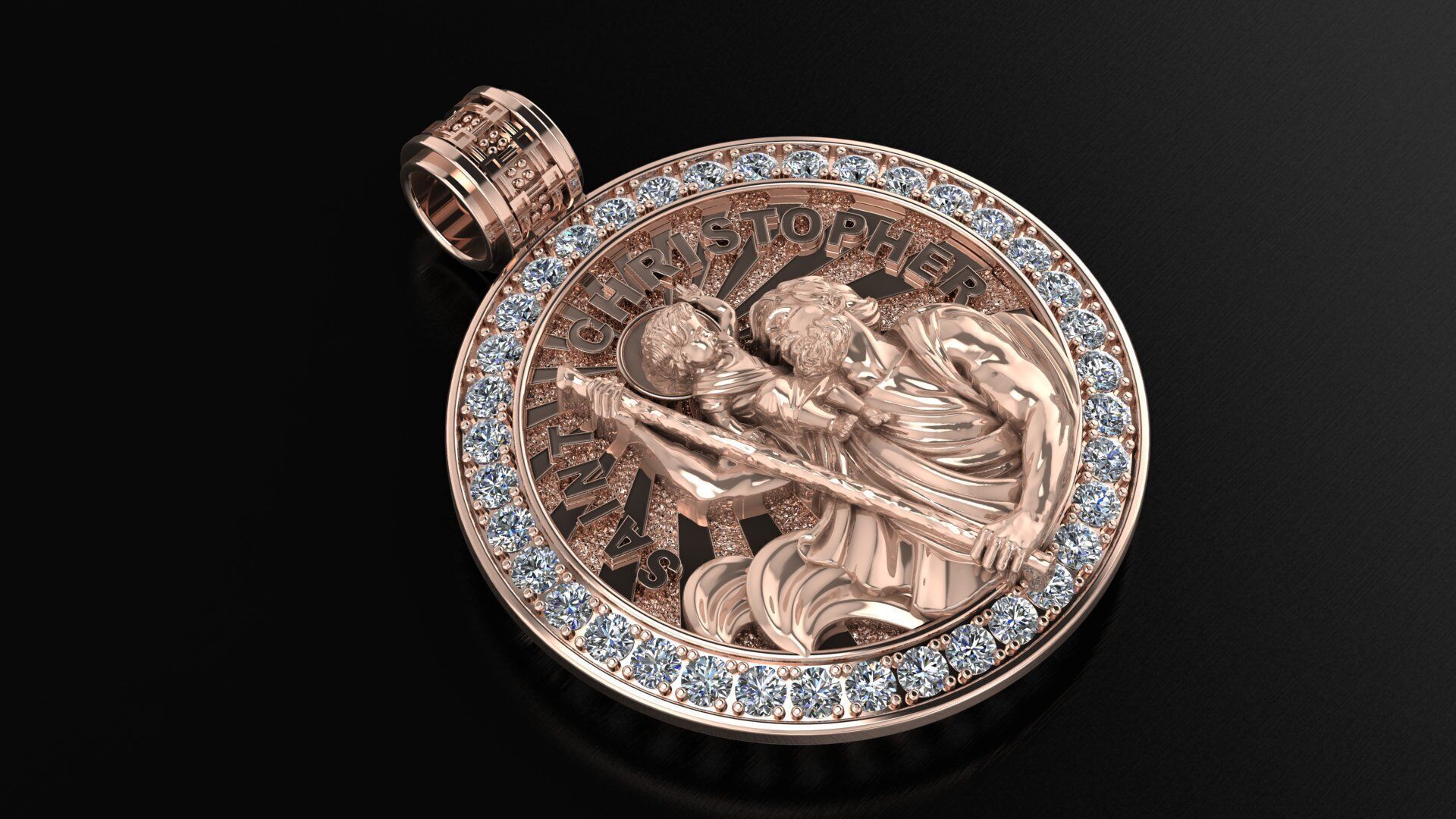 CHRISTOFPHER pendant  STL OBJ model for 3D printing and CNC 3D print model_4