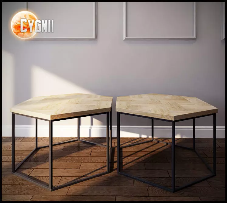 Thornhill Hexagon Coffee Table Low-poly 3D model_0