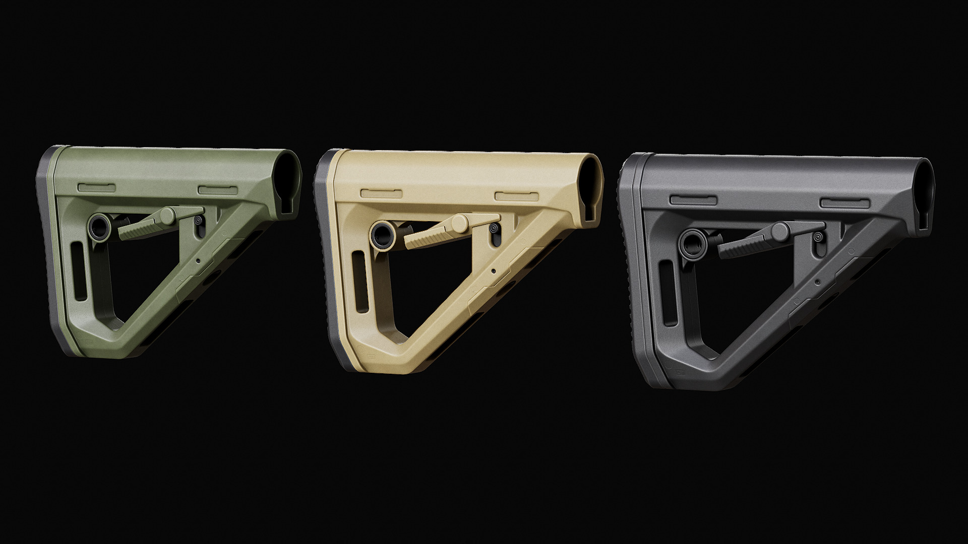 Magpul DT Carbine Stock Low-poly 3D model_13