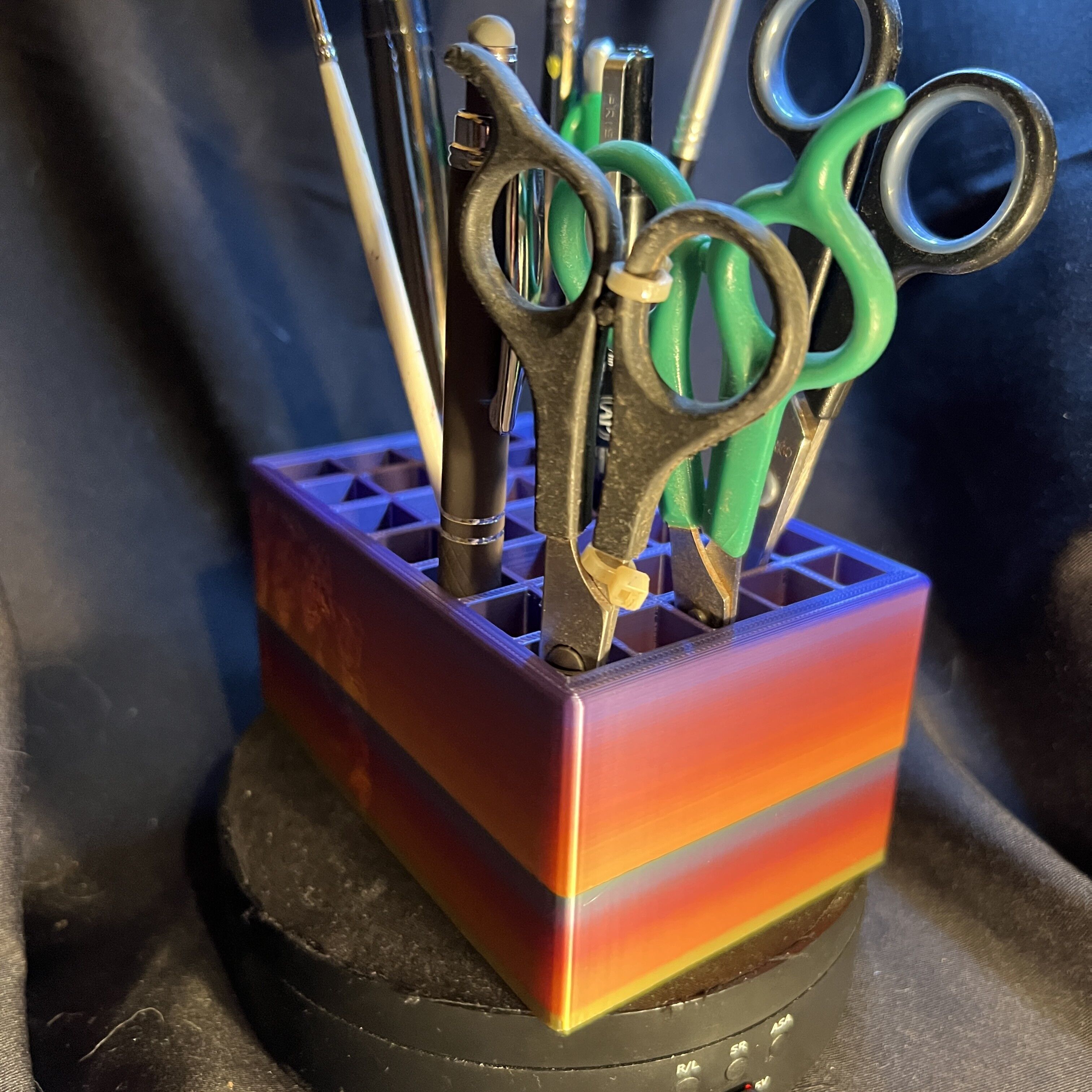 Grape Vine Embossed 35-Slot Pencil Holder 3D print model_2