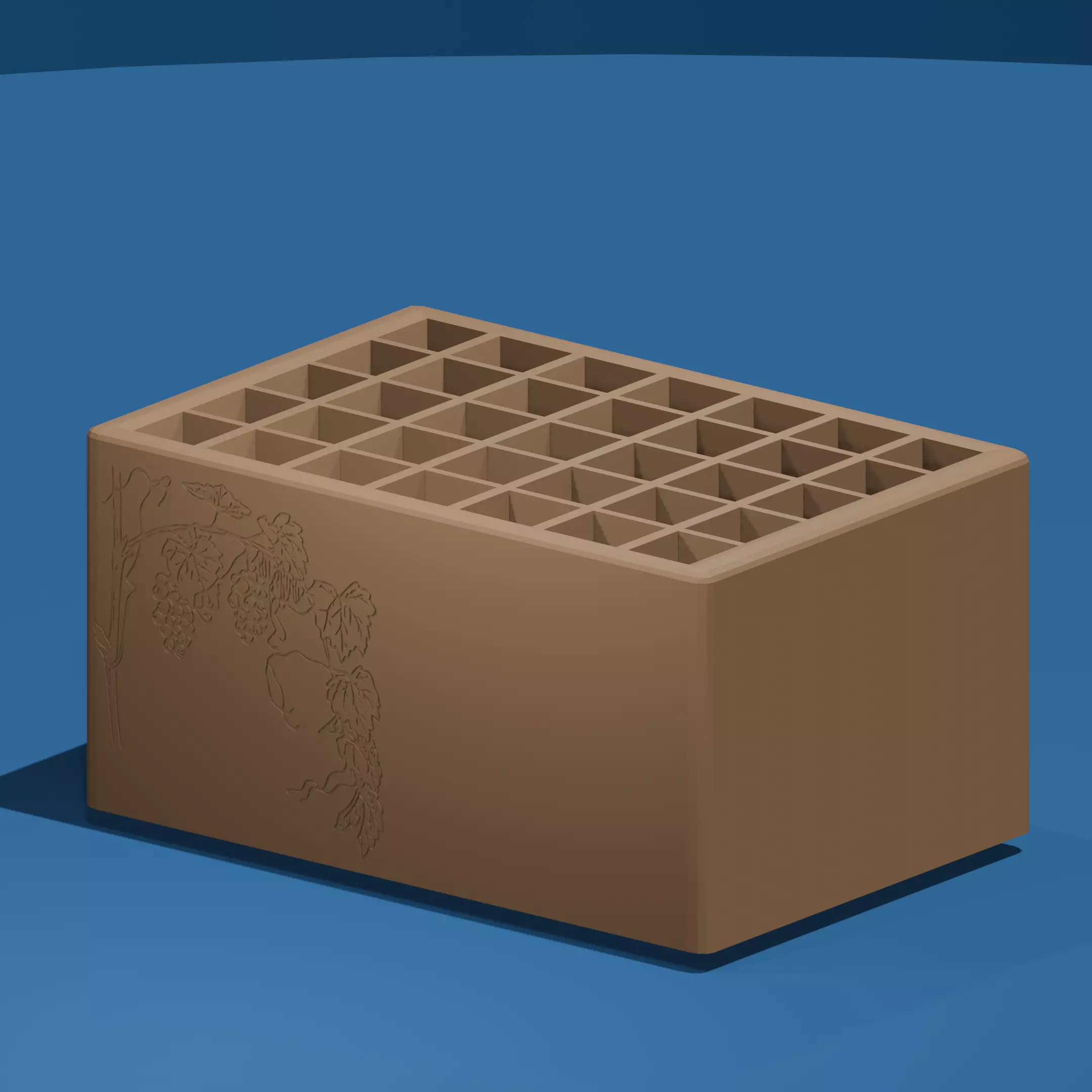 Grape Vine Embossed 35-Slot Pencil Holder 3D print model_0