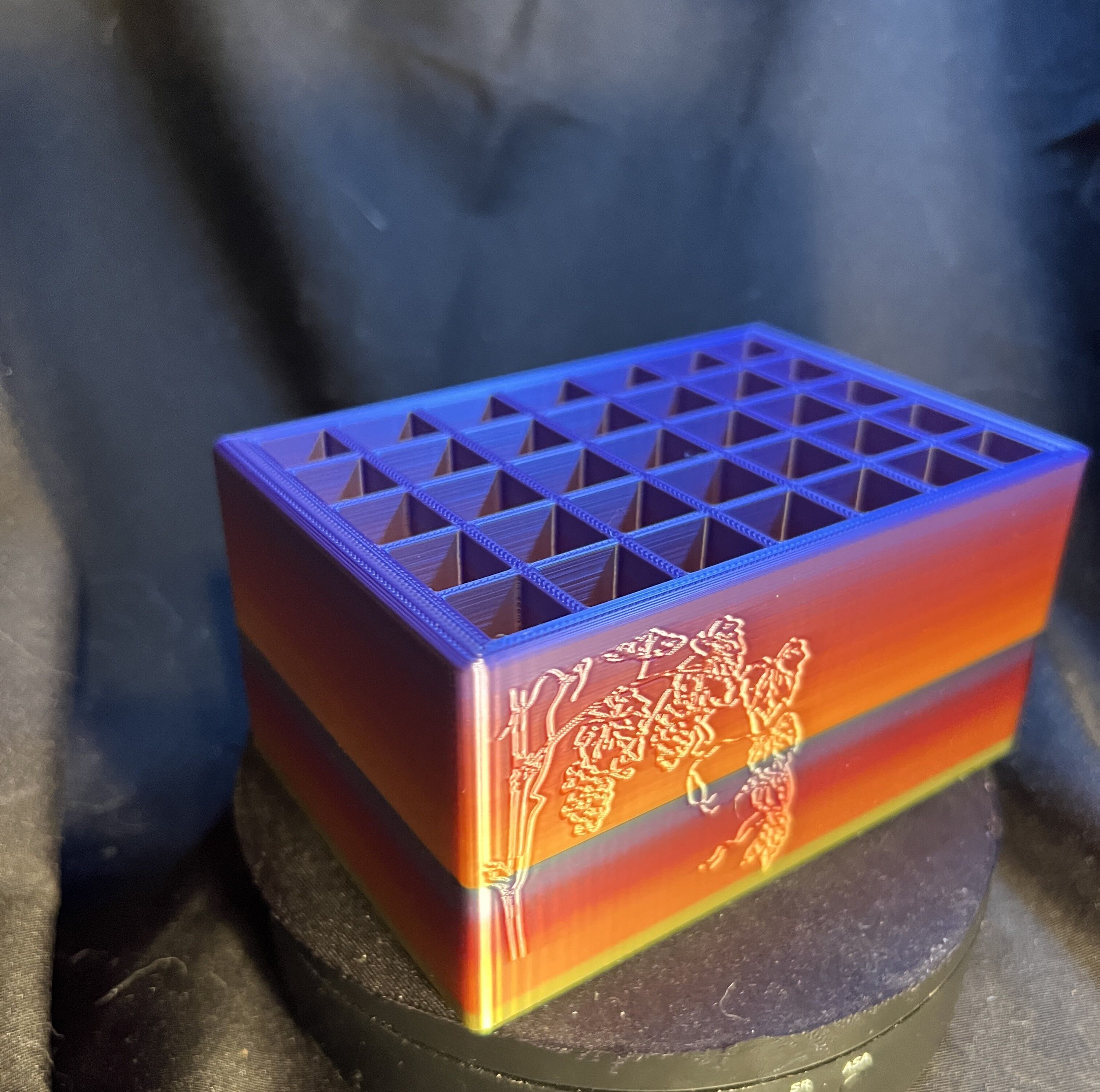 Grape Vine Embossed 35-Slot Pencil Holder 3D print model_7