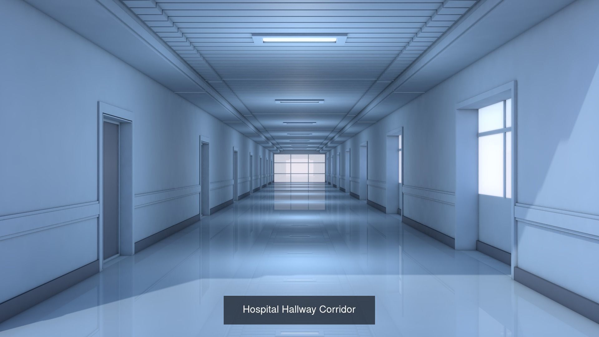 5 Hospital Hallway Corridors 3D Model Collection_3