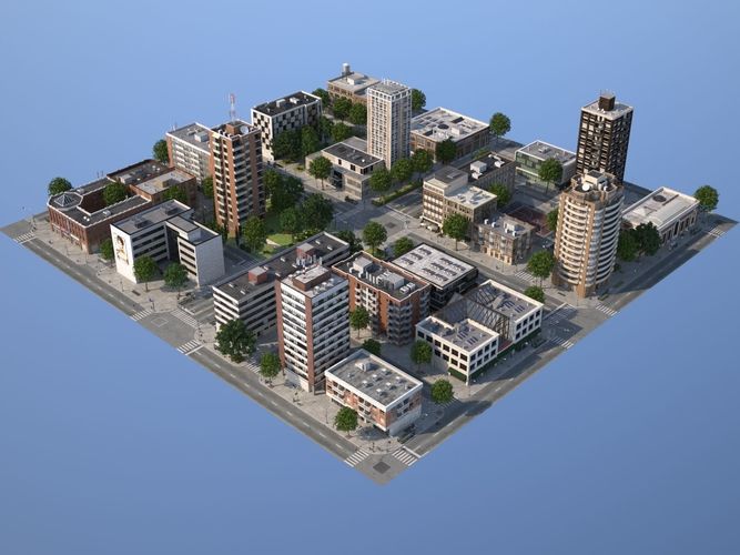 City medium size Low-poly 3D model 4