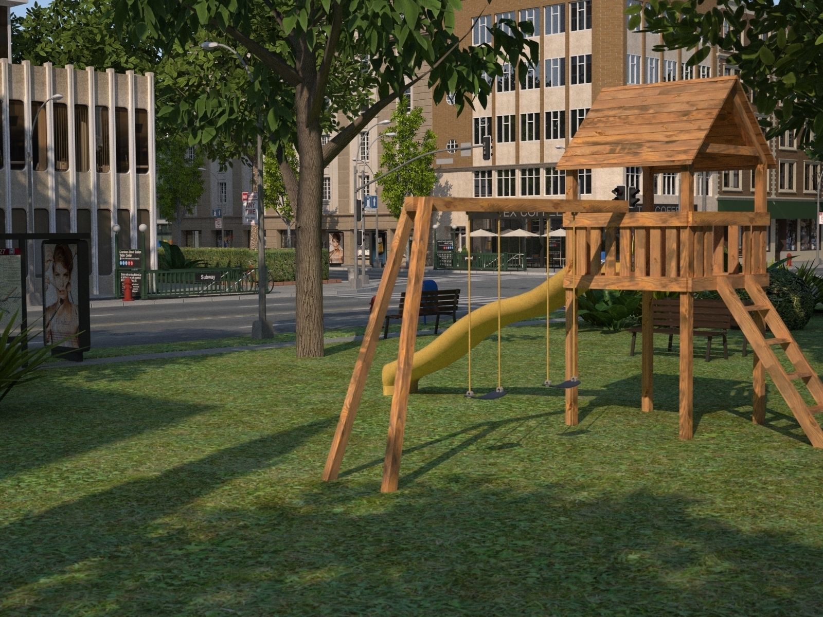 City medium size Low-poly 3D model_8