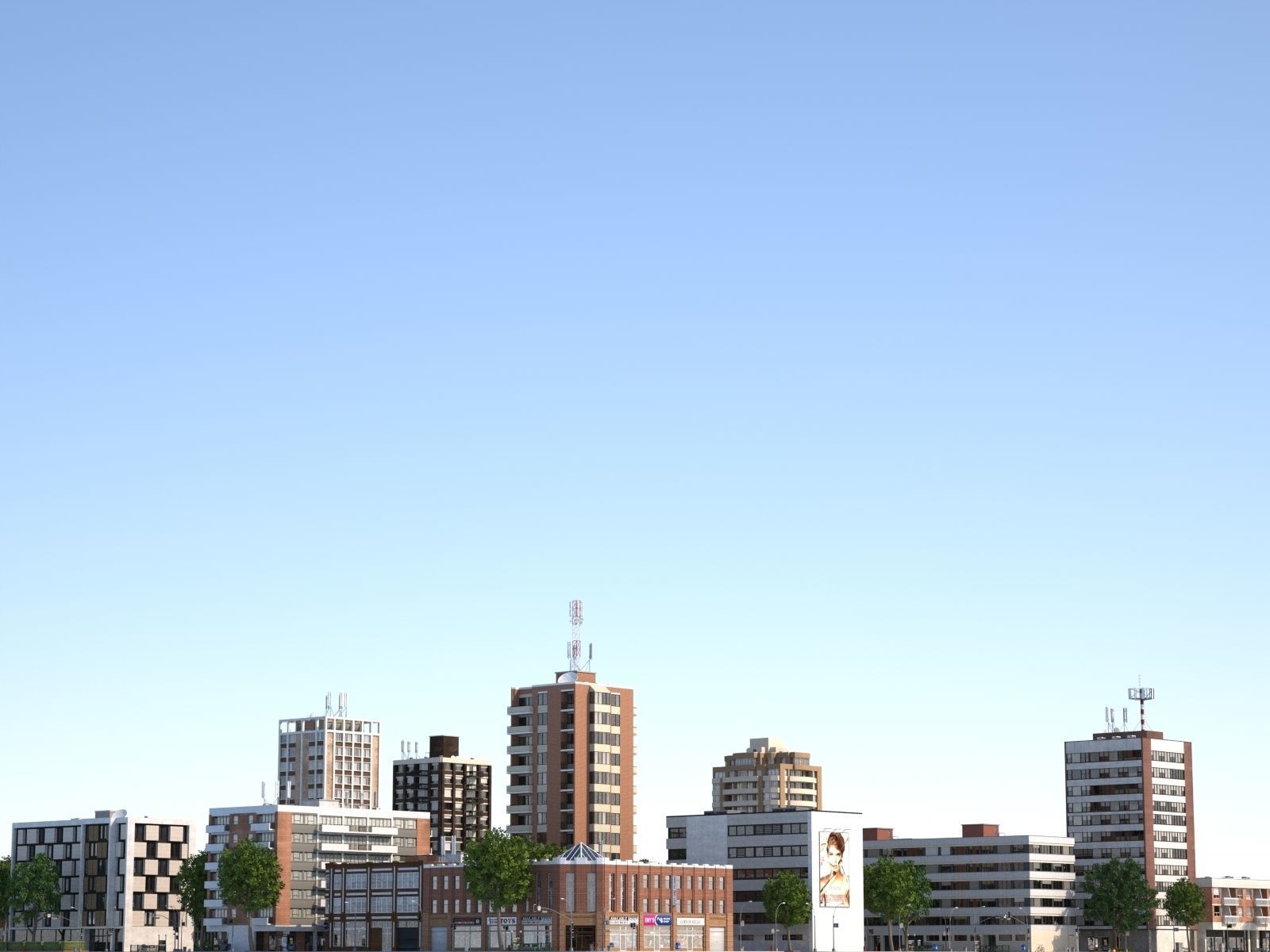 City medium size Low-poly 3D model_11