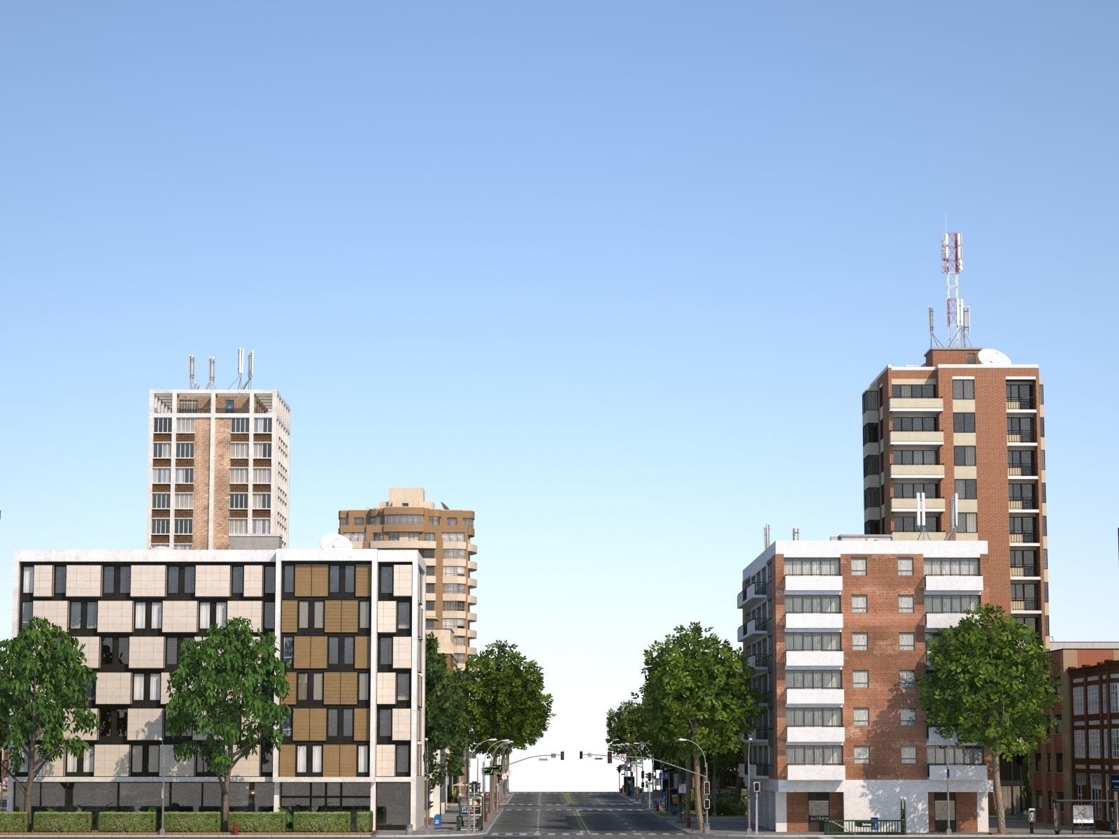 City medium size Low-poly 3D model_16