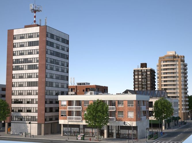 City medium size Low-poly 3D model 3