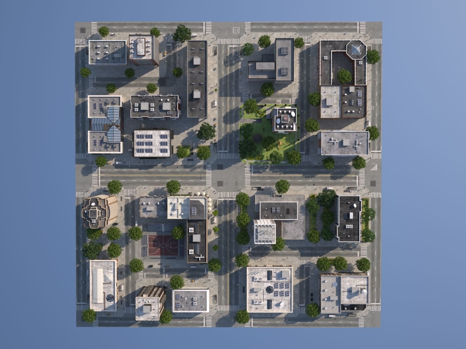 City medium size Low-poly 3D model_23