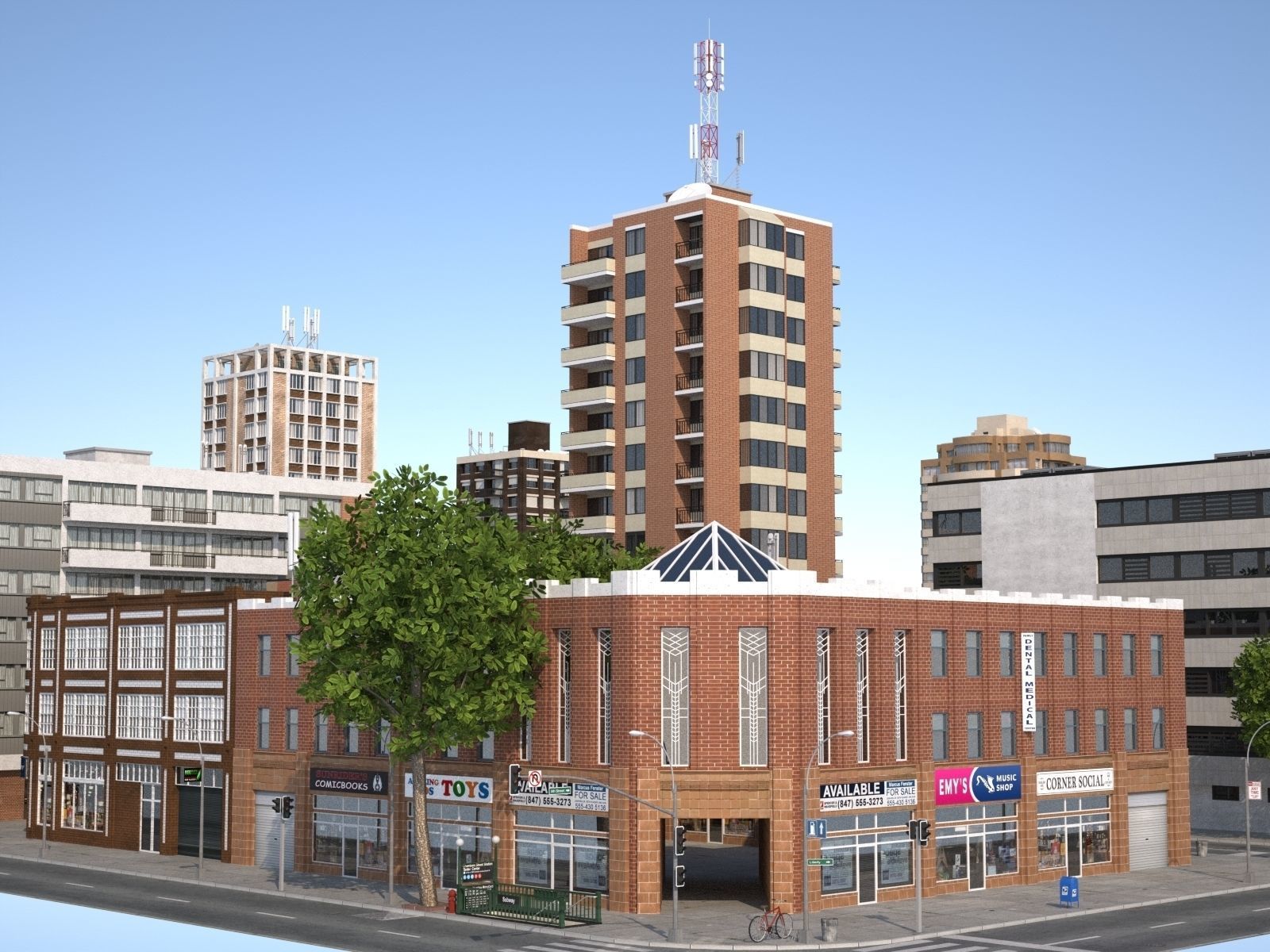 City medium size Low-poly 3D model_7