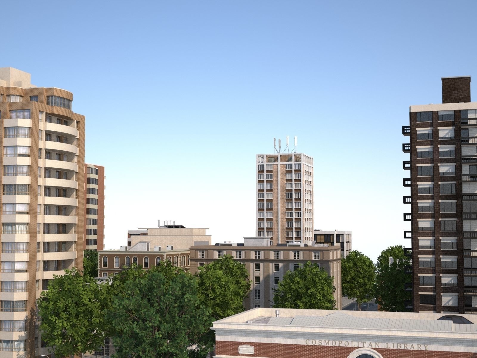 City medium size Low-poly 3D model_6