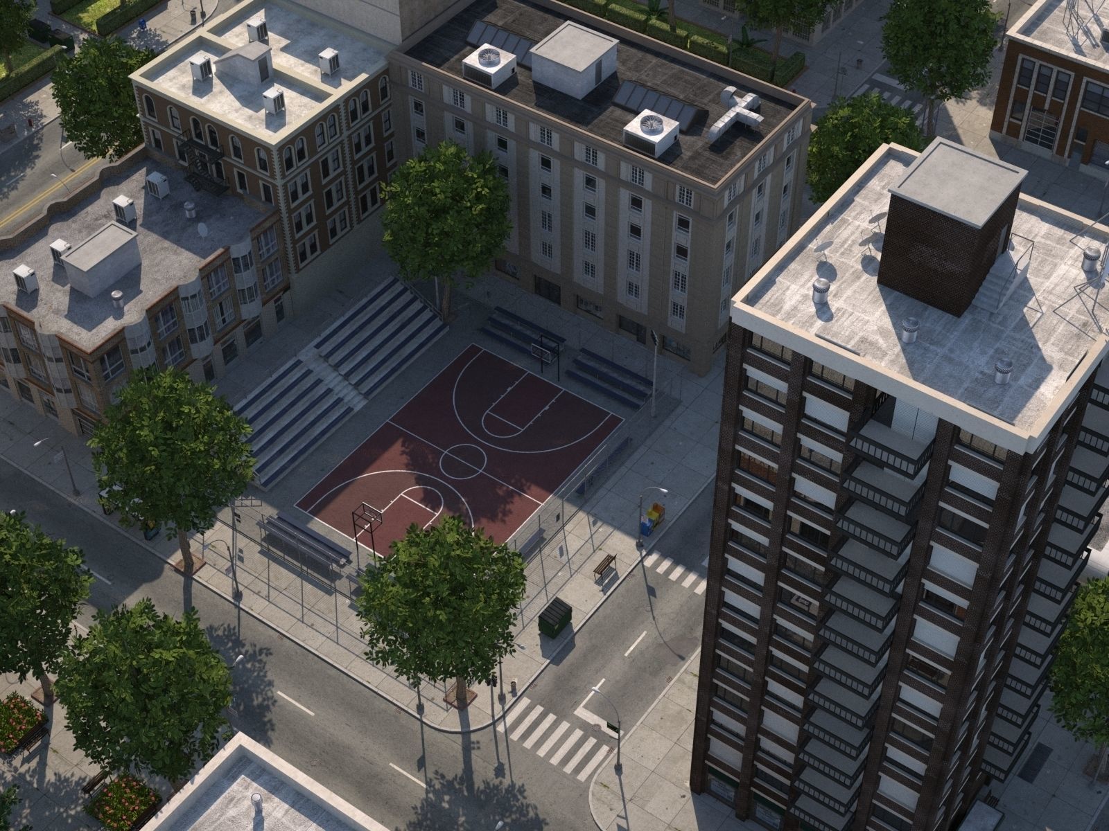 City medium size Low-poly 3D model_10