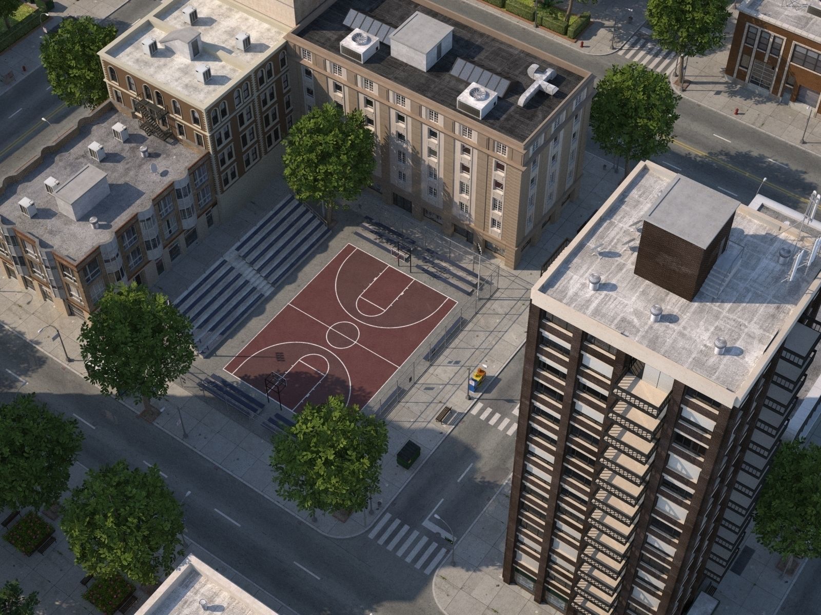 City medium size Low-poly 3D model_15