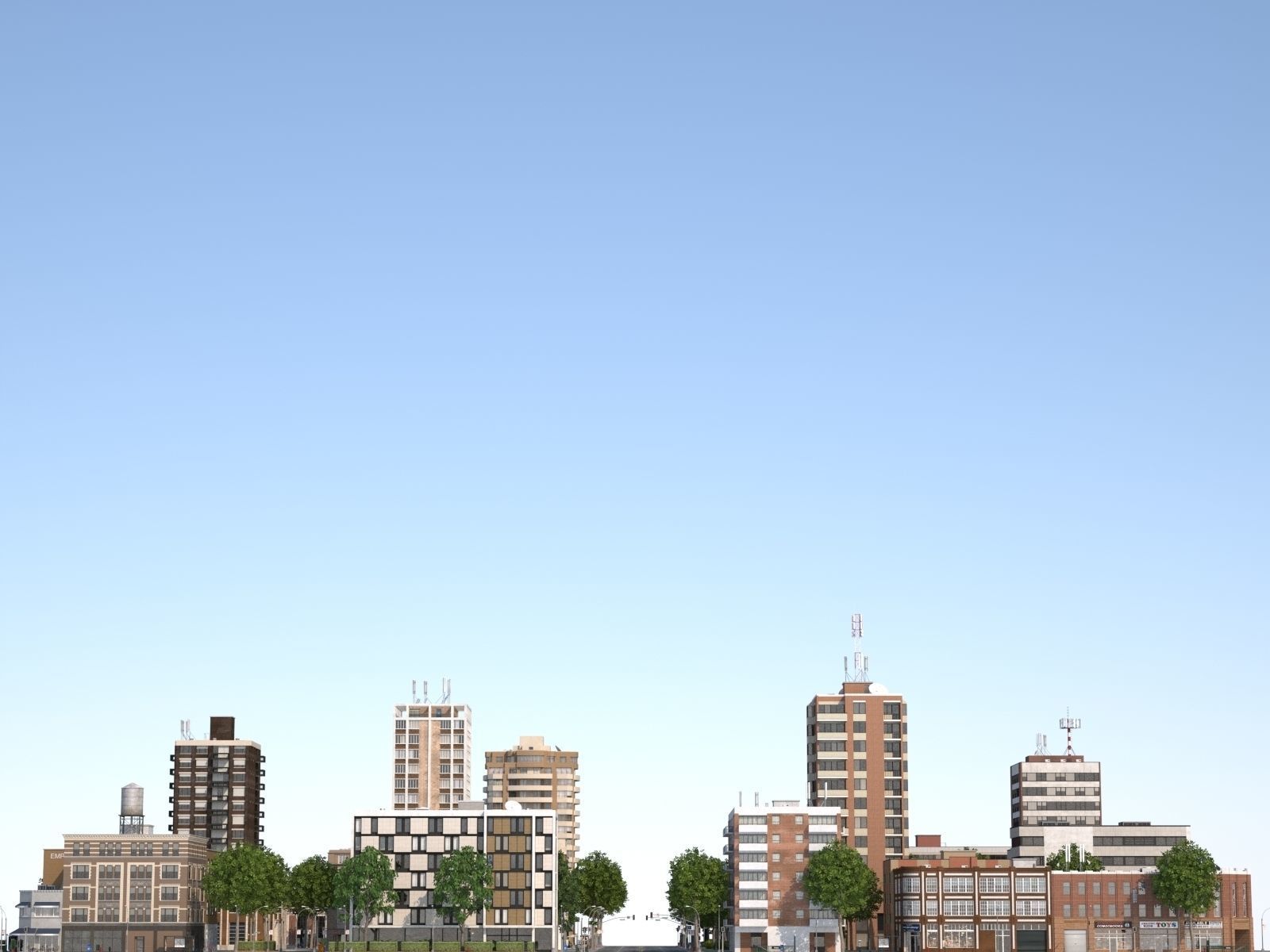 City medium size Low-poly 3D model_17