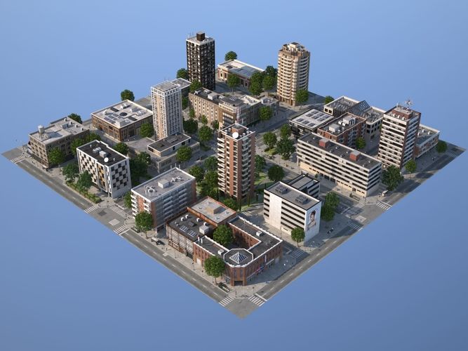City medium size Low-poly 3D model 6