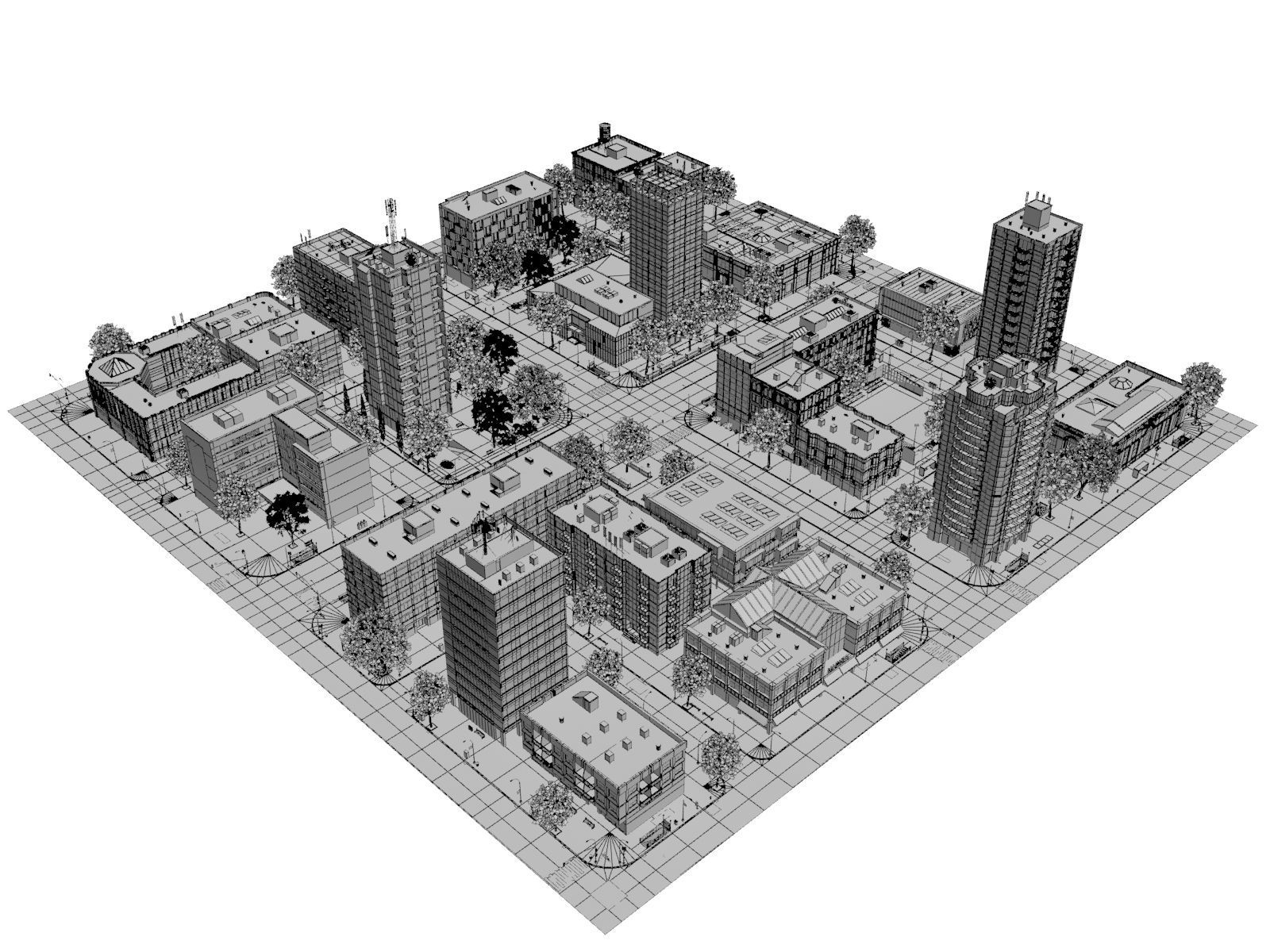 City medium size Low-poly 3D model_28