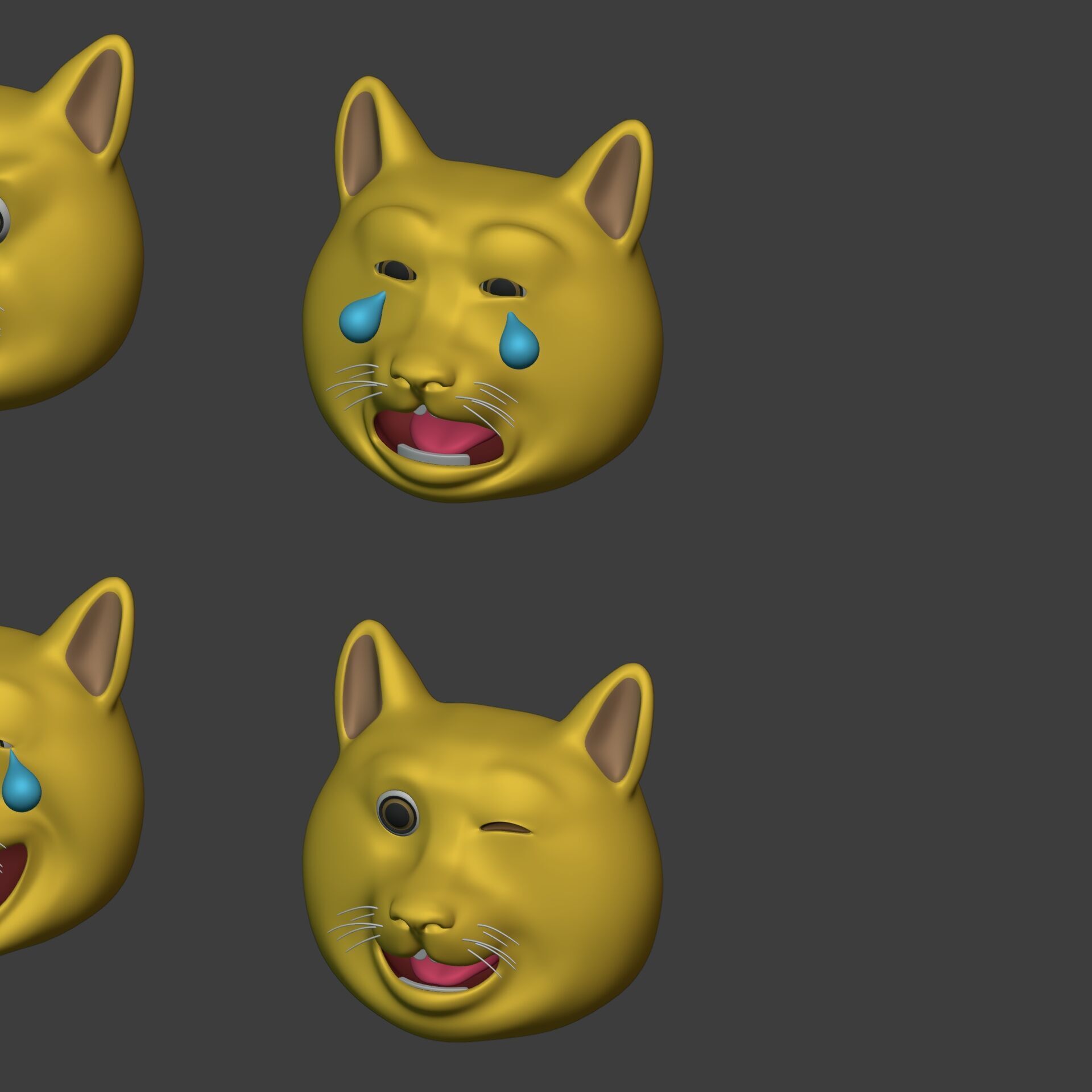 Cat Smiley - Emoji - Icon - Emoticon Head Pack - Collection Low-poly 3D model_15