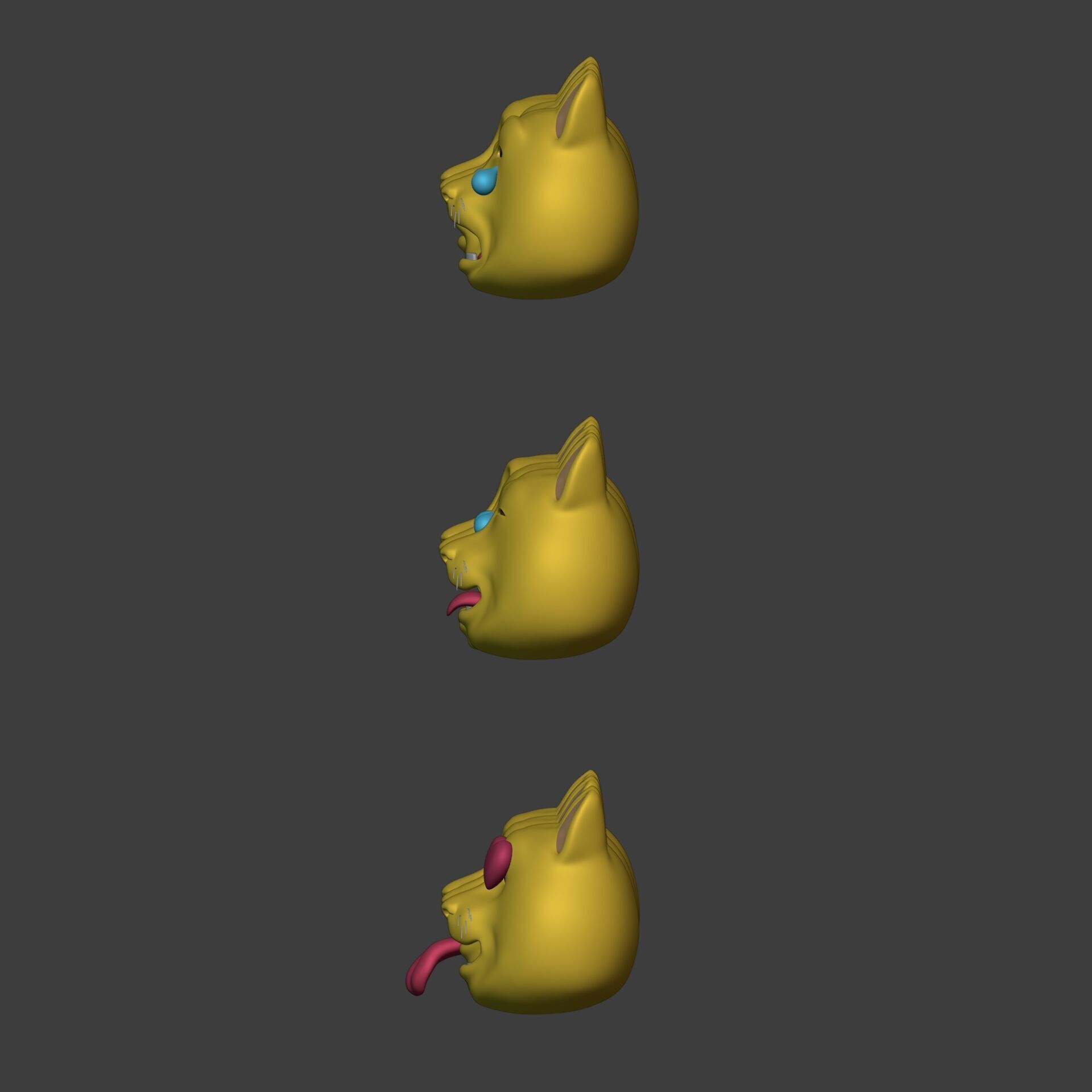 Cat Smiley - Emoji - Icon - Emoticon Head Pack - Collection Low-poly 3D model_5