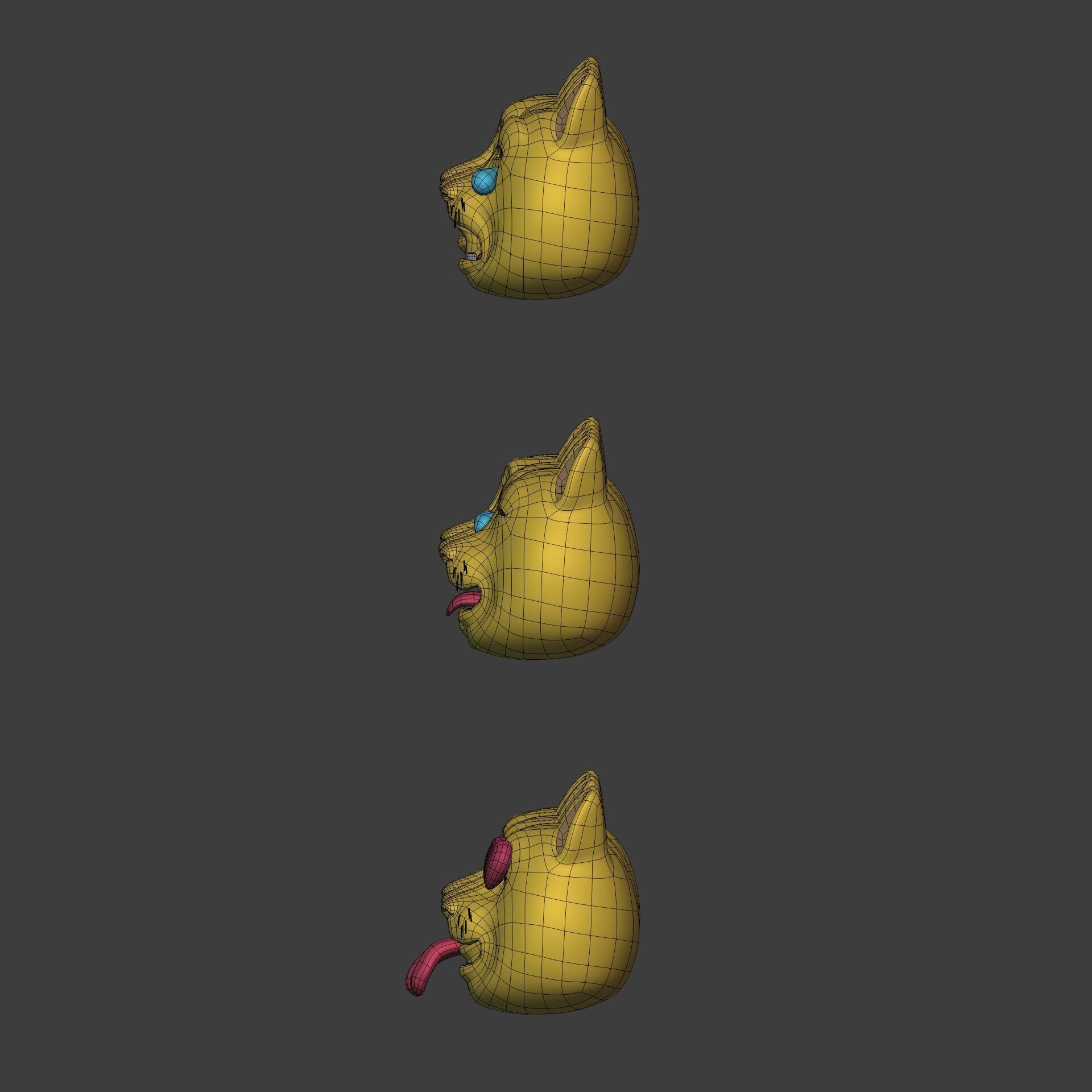 Cat Smiley - Emoji - Icon - Emoticon Head Pack - Collection Low-poly 3D model_6