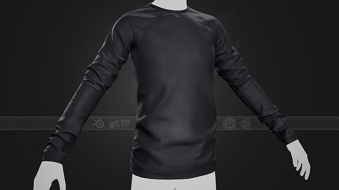 Black Long Sleeve T-Shirt Low-poly 3D model