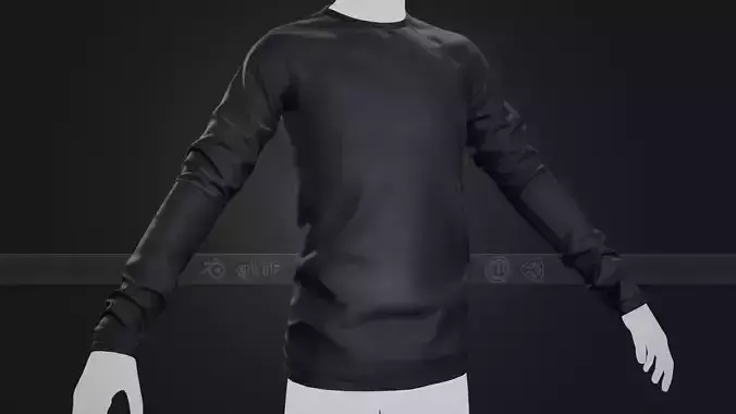 Black Long Sleeve T-Shirt Low-poly 3D model