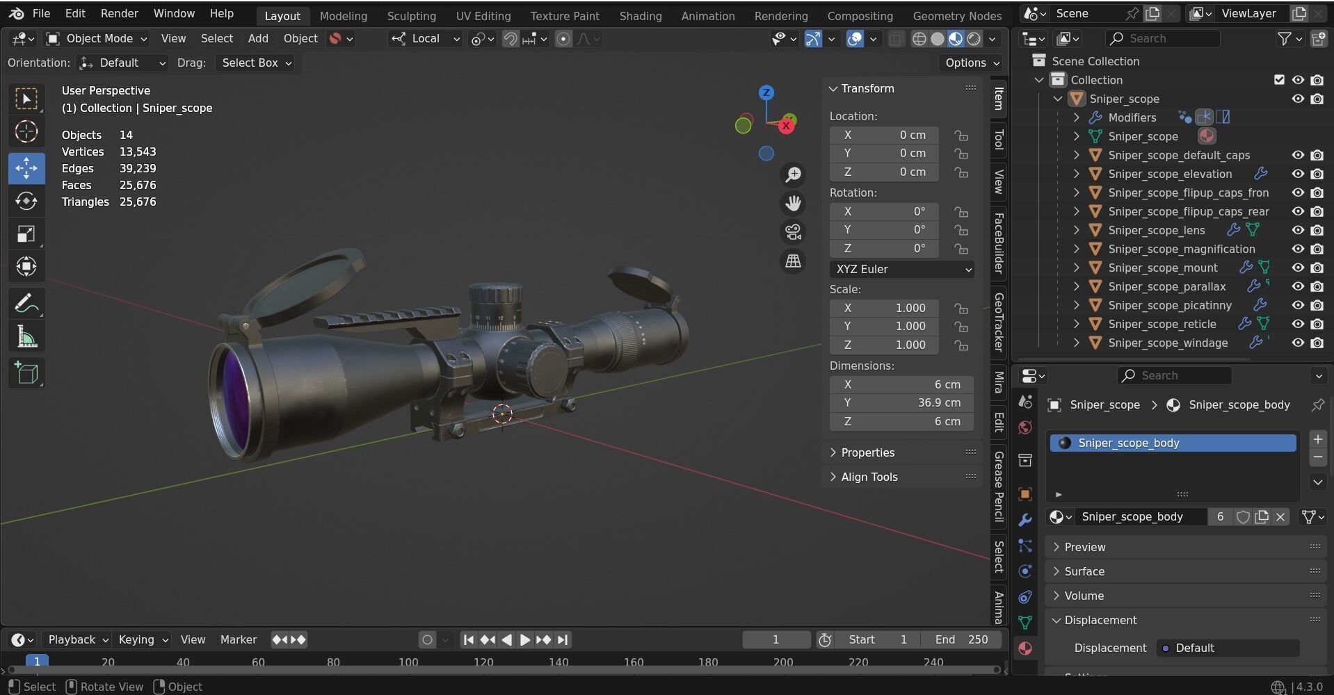 Generic sniper scope  Low-poly 3D model_18