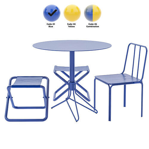 monochrome table and chair 3D model