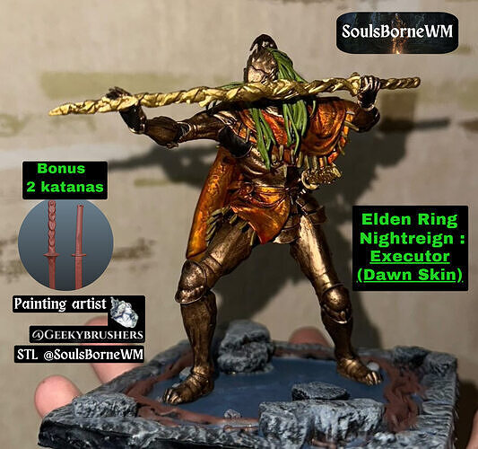 Elden Ring Nightreign Executor Dawn Skin Bonus 2 katanas 3D print model