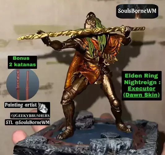 Elden Ring Nightreign Executor Dawn Skin Bonus 2 katanas 3D print model