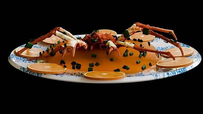 Chinese  food  steamed king crab dish 3D model