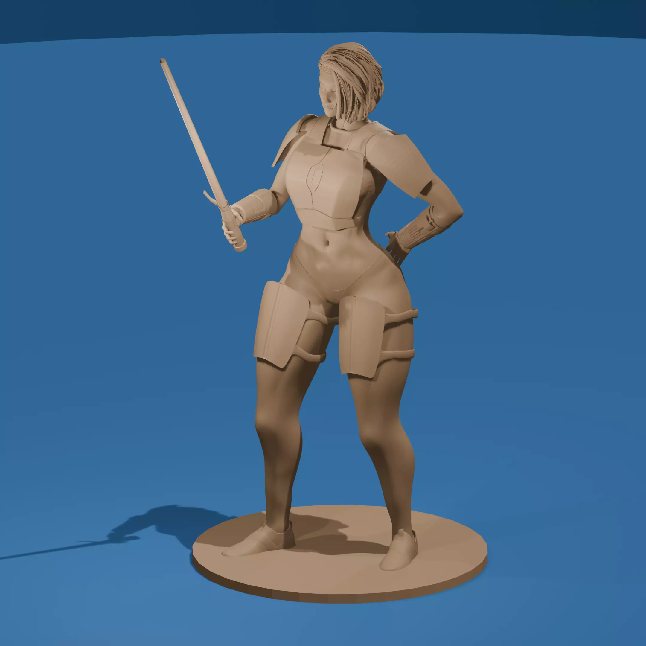 Sexy Armored Energy Sword Woman 3D print model
